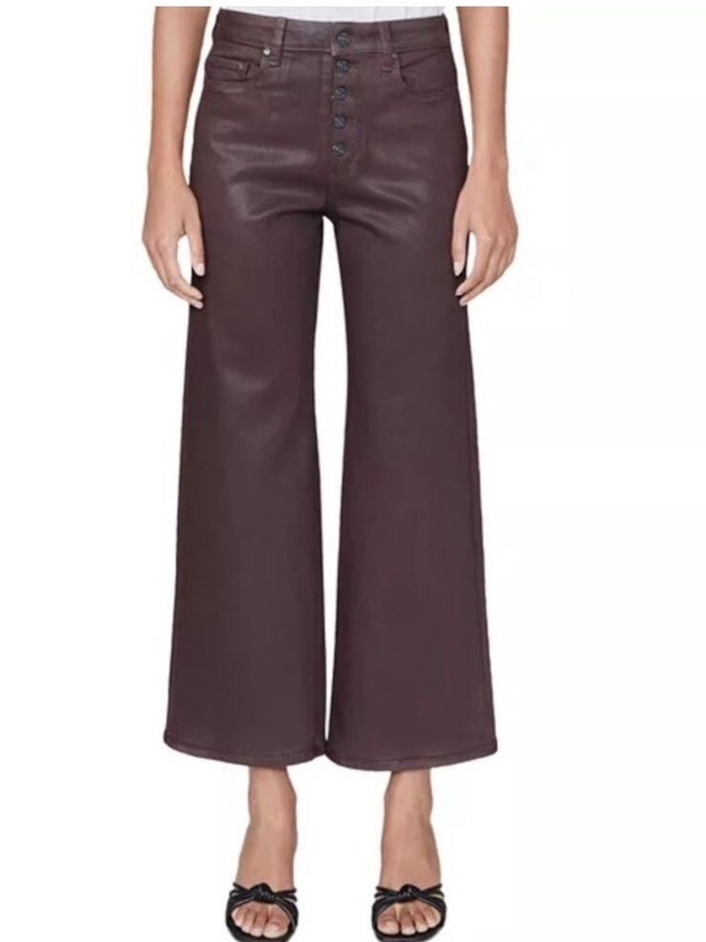 PAIGE Anessa Jeans 33 NWT Chicory Luxe Coated Ankle Flare Exposed Button Fly‎